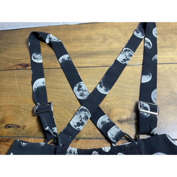 Hot Topic Moon Phase Suspender Skirt Button Front Black Gray Size Small SM - Picture 11 of 13